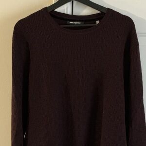 Karl Lagerfeld Men's Dark Maroon Crewneck Sweater